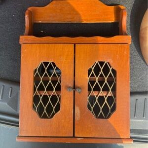 Wooden Vintage Spice Cabinet with Lattice Doors